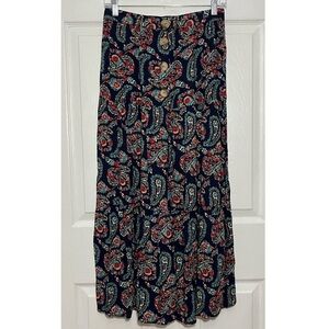 EPISODE Navy Blue Multicolored Paisley Print Tiered Midi Skirt | size Medium